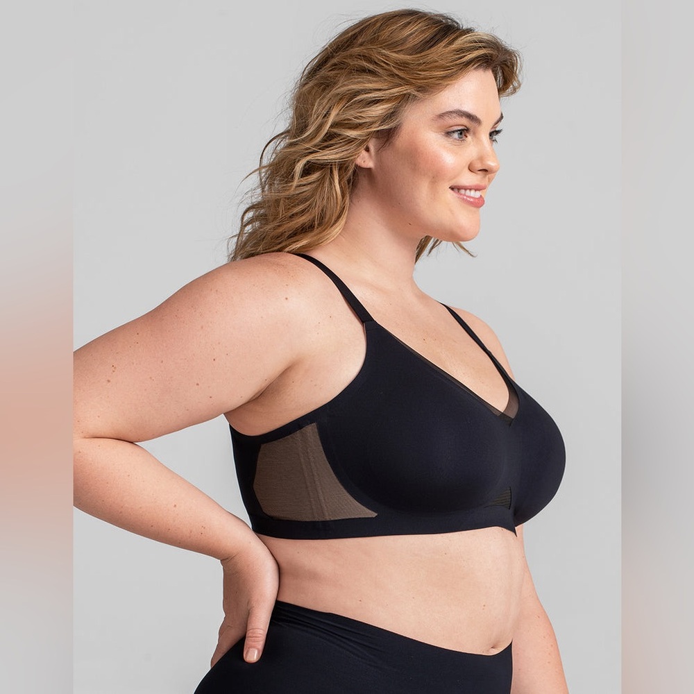 Honeylove Black Full-Coverage Wireless Bra - Picture 2 of 6